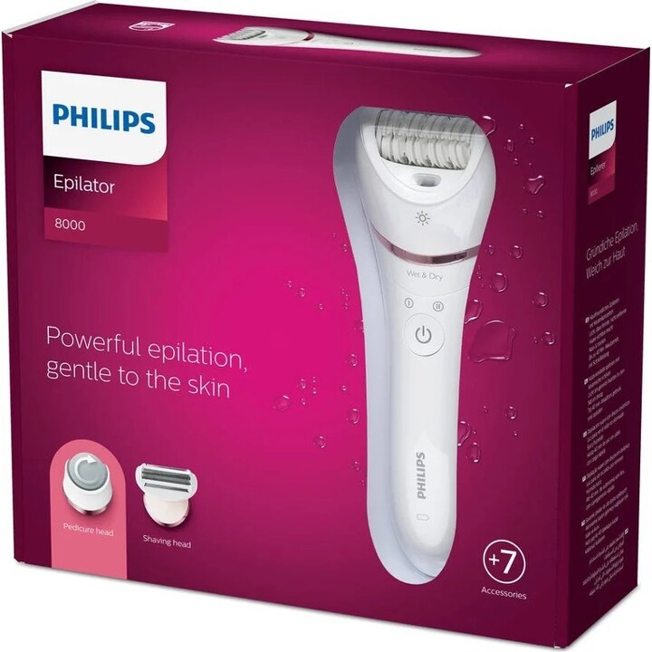 Philips Series 8000 Epilierer BRE730/10 Glatte Haut jeden Tag Weiß