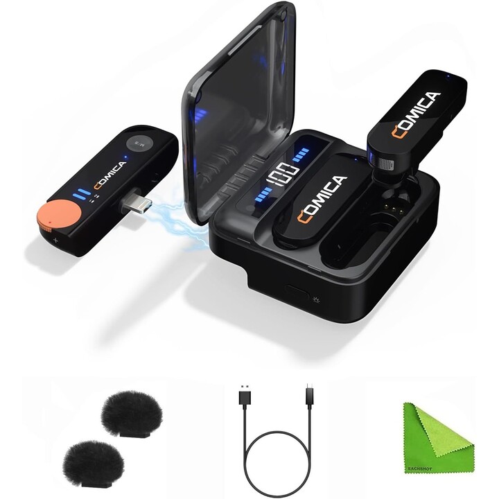COMICA Vimo S-MI Micrófono Lavalier Inalámbrico con Cancelación de Sonido (Lightning) Negro