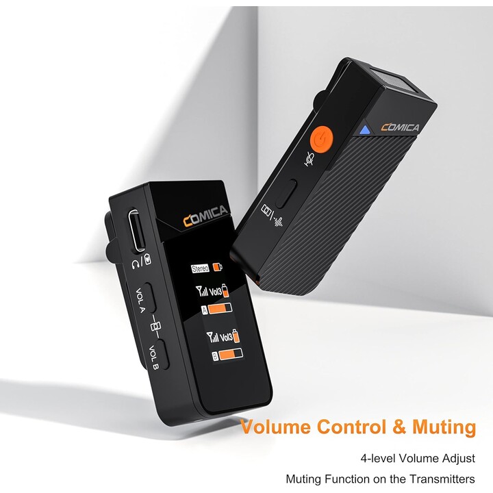 COMICA Vimo C2 Microfono lavalier integrato a 2 canali con controllo e cancellazione del suono