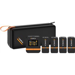 COMICA Vimo Q Microfone Lavalier Sem Fio de 4 Canais com Cancelamento de Som - Preto