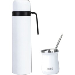 Set de Termo Mate Bombilla y Calabaza Blanco