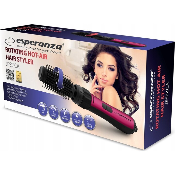 Rizador Secador Rotatorio Esperanza EBL008 1000 W Negro Rojo