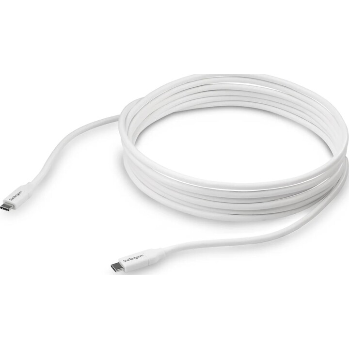 StarTech.com Cabo USB-C para USB-C com 5A PD - M/M - Branco - 4 m - USB 2.0 - Certificação USB-IF