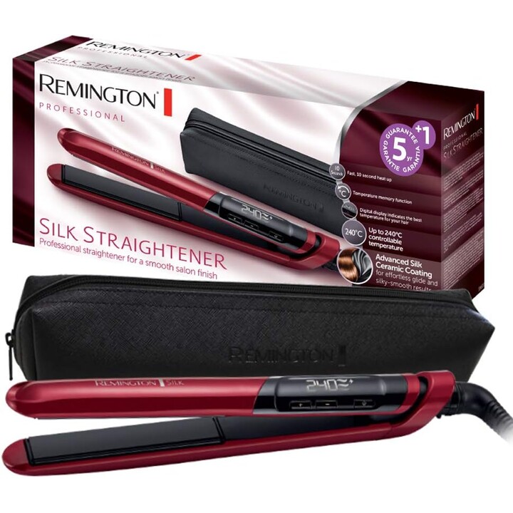 Plancha de Pelo Remington S9600 Silk Revestimiento Cerámica Doble Rojo