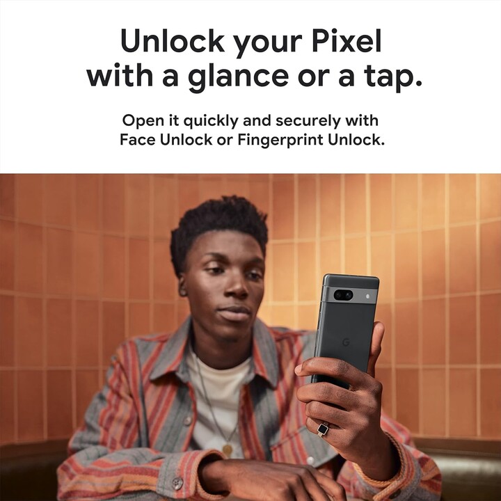 Google Pixel 7a 5G, 8GB, 128GB, tela de 6,1 polegadas, Tensor G2, preto carbono