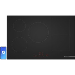 Bosch Serie 6 PVW81CHB1E, piano cottura a induzione integrato da 80 cm con 5 zone di cottura e touch control, nero