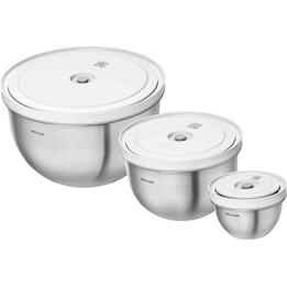 Set di 3 ciotole in acciaio inox sottovuoto con coperchio