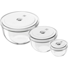 Set di 3 ciotole sottovuoto in vetro con coperchio