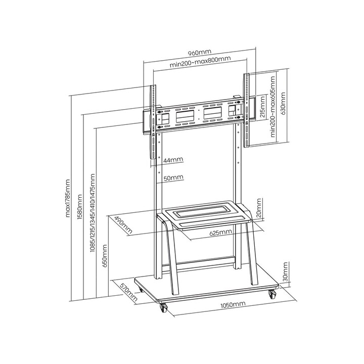 ART S-13 Soporte móvil para TV LCD/LED 37-100" 150 Kg