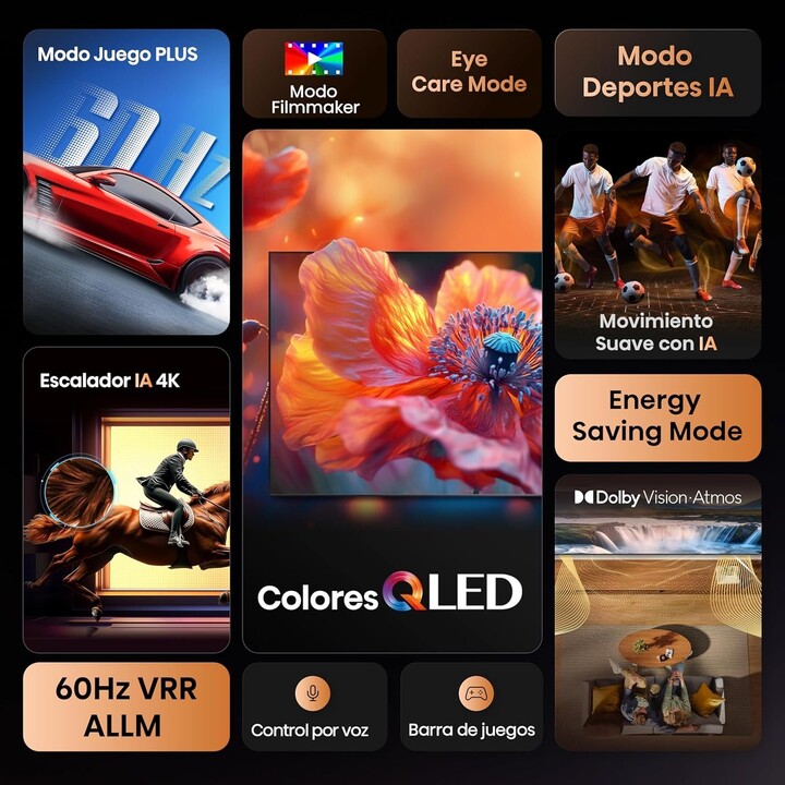 Hisense 75E7Q - Qled Smart Tv 75 Inches, Dolby Vision, Dolby Atmos, Game Mode Plus, 60Hz Vrr 120 Fps, Sports Mode, Ai Soft Monvo
