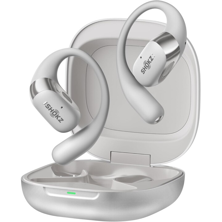 Auricolari wireless SHOKZ OpenFit 2+, chiamate/musica Bluetooth in-ear, grigio