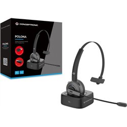 Conceptronic Bluetooth Headset with Charging Dock and Bluetooth Adapter Included polona03bda
