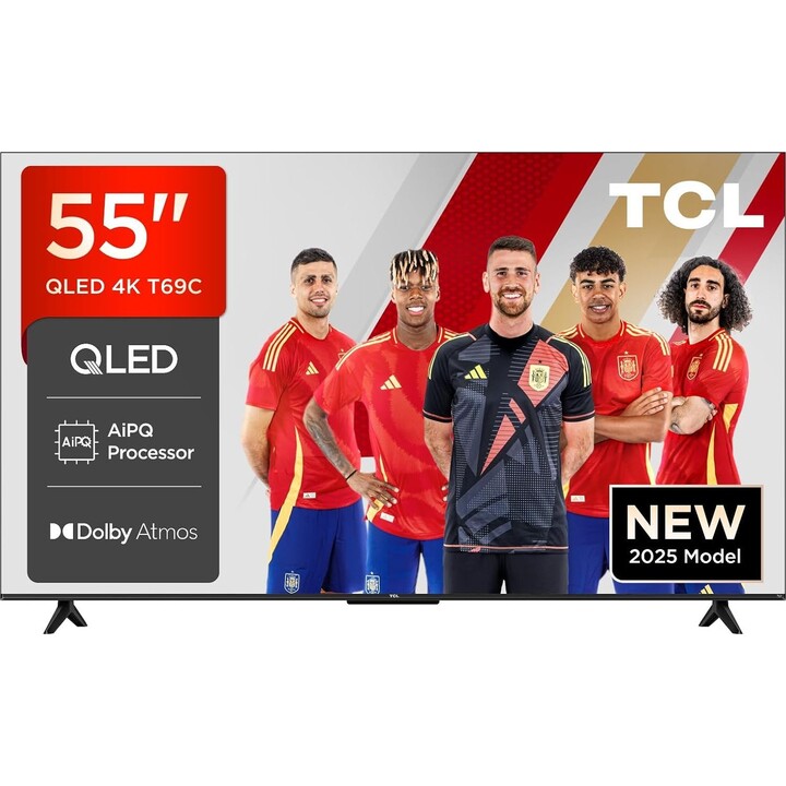 Televisor Tcl QLED 55T69C de 55 pulgadas, 4K Ultra HD, 3840 x 2160 píxeles, plano 16:9