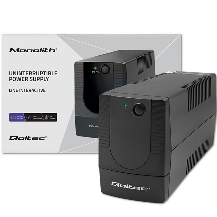 Qoltec 53774 alimentation d'énergie non interruptible Interactivité de ligne 1 kVA 600 W 1 sortie(s) CA