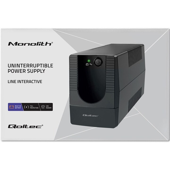 Qoltec 53774 alimentation d'énergie non interruptible Interactivité de ligne 1 kVA 600 W 1 sortie(s) CA