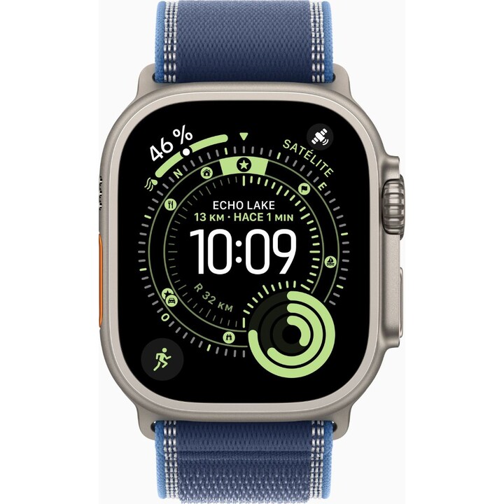 Apple Watch Ultra 3 GPS Cellular 49 mm Boîtier en Titane Naturel Bracelet Boucle Trail Bleu Vif - Taille S/M