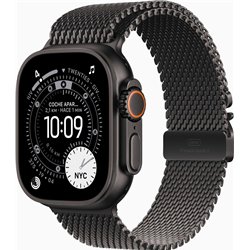 Apple Watch Ultra 3 GPS Cellular 49mm Black Rugged Titanium Case with Black Milanese Loop - Size S