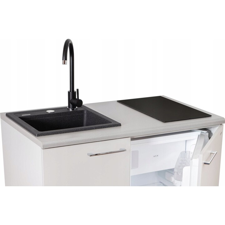 Mini gioco di cucina 4 in 1 MPM SMK-02 frigorifero a induzione lavello in granito bianco nero