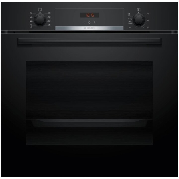 Bosch HBA514BB3, Multifunktionsbackofen mit 1-stufiger Teleskopführung HEZ538000 für sicheren Zugriff, Schwarz