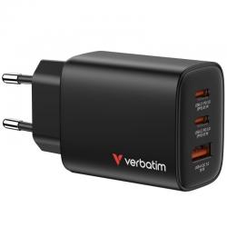 Chargeur mural Verbatim Essentials GaN / 2xUSB Type-C / 1xUSB / 65W