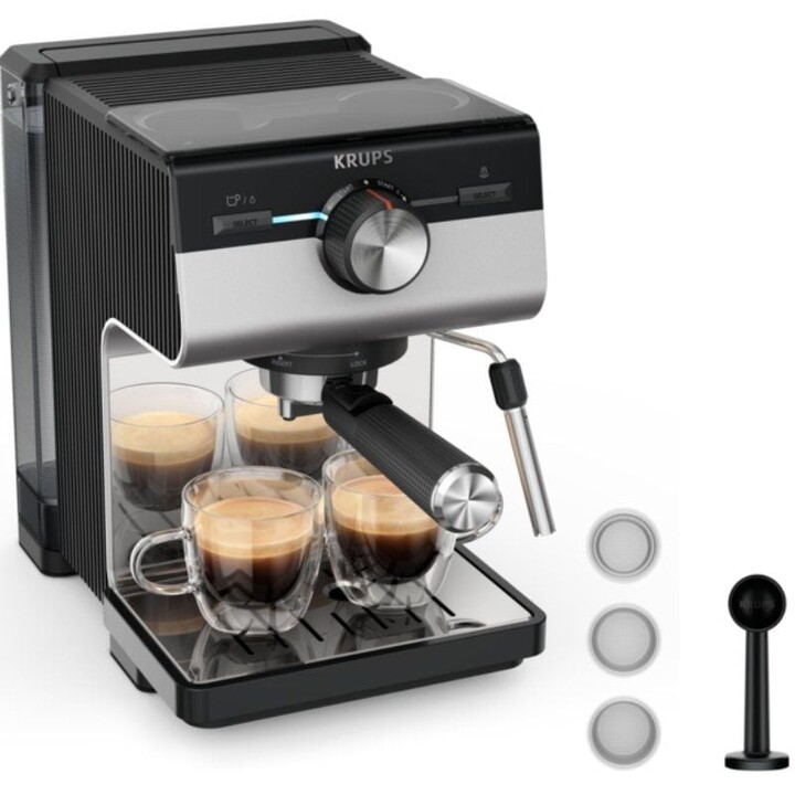 Krups Authentic+ XP384E10 Espressomaschine / 1450W / 15 Bars / Silber