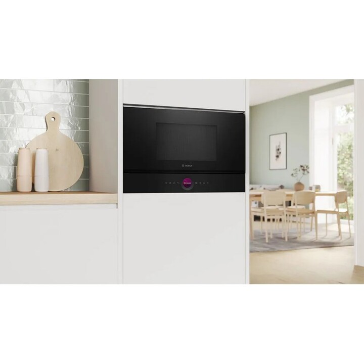Bosch Serie 8 BER7321B1 Solo Einbau-Mikrowelle, 21 l, 900 W, Schwarz