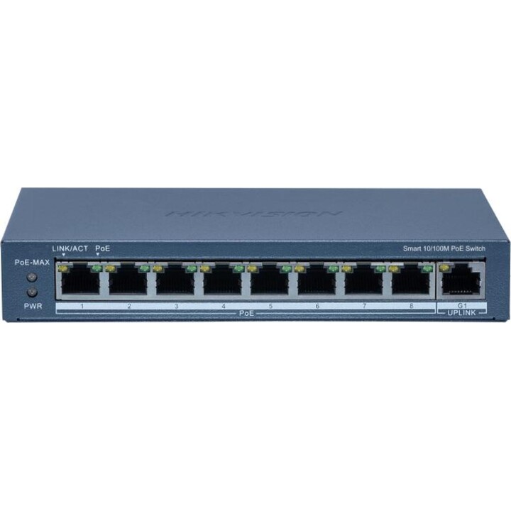Conmutador Hikvision DS-3E1309P-EI de 8 puertos Fast Ethernet Smart PoE