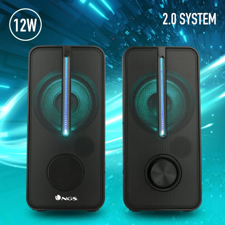 Altavoces Gaming NGS GSX-150 RGB 12w 3.5mm, Negros