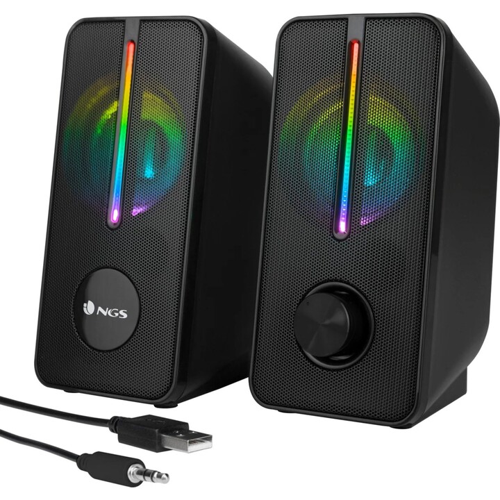 Altavoces Gaming NGS GSX-150 RGB 12w 3.5mm, Negros