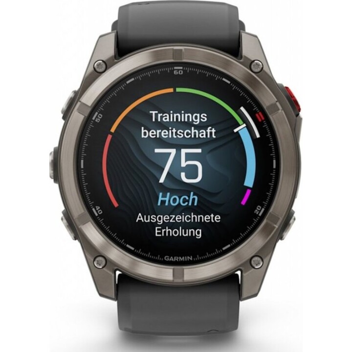 Garmin Fēnix 8 Pro 51 mm AMOLED Zafiro Gris Titanio con correa de Silicona Negra