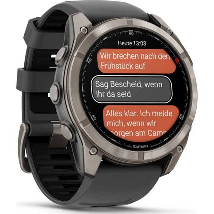 Garmin Fēnix 8 Pro 51 mm AMOLED Zafiro Grau Titan mit schwarzem Silikongehäuse