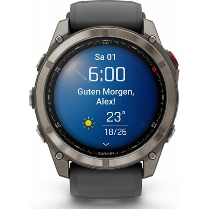 Garmin Fēnix 8 Pro 51 mm AMOLED Zafiro Grau Titan mit schwarzem Silikongehäuse