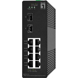 Hilbert Comutador Industrial Gigabit Smart Lite de 10 Portas, 8 x RJ45 Gigabit, 2 x SFP Gigabit
