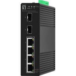 Conmutador PoE Gigabit industrial Hilbert Smart Lite de 6 puertos, 2 SFP, 4 salidas PoE, PoE 802.3at/af, presupuesto de potencia
