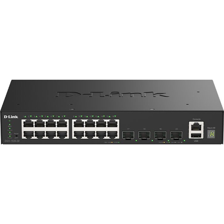 D-Link DGS-1530-20/E managed Gigabit stackable switch 20-port black