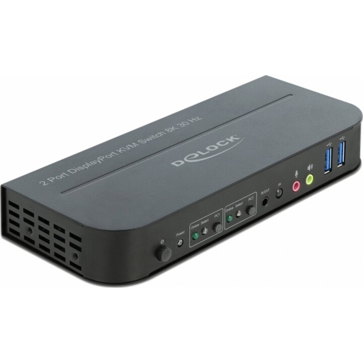 Commutateur KVM DELOCK DisplayPort 1.4 8K 30 Hz avec USB 3.0 et audio