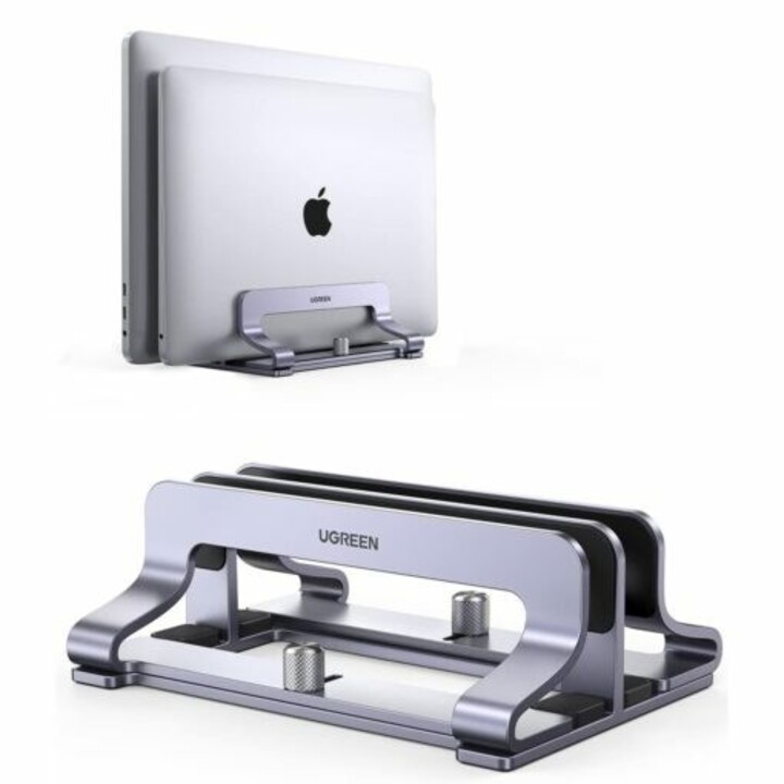 Ugreen Vertikaler Ständer für 2 Geräte Ugreen LP258 aus Aluminium für Laptop und Tablet – silberfarben