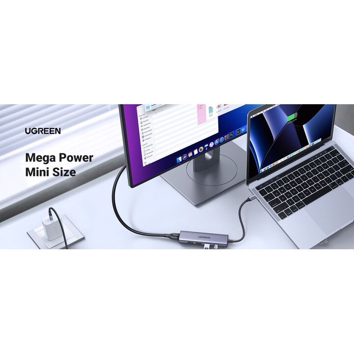 Ugreen 15596 laptop-dockingstation & portreplikator Kabelgebunden USB 3.2 Gen 1 (3.1 Gen 1) Type-A + Type-C Aluminium