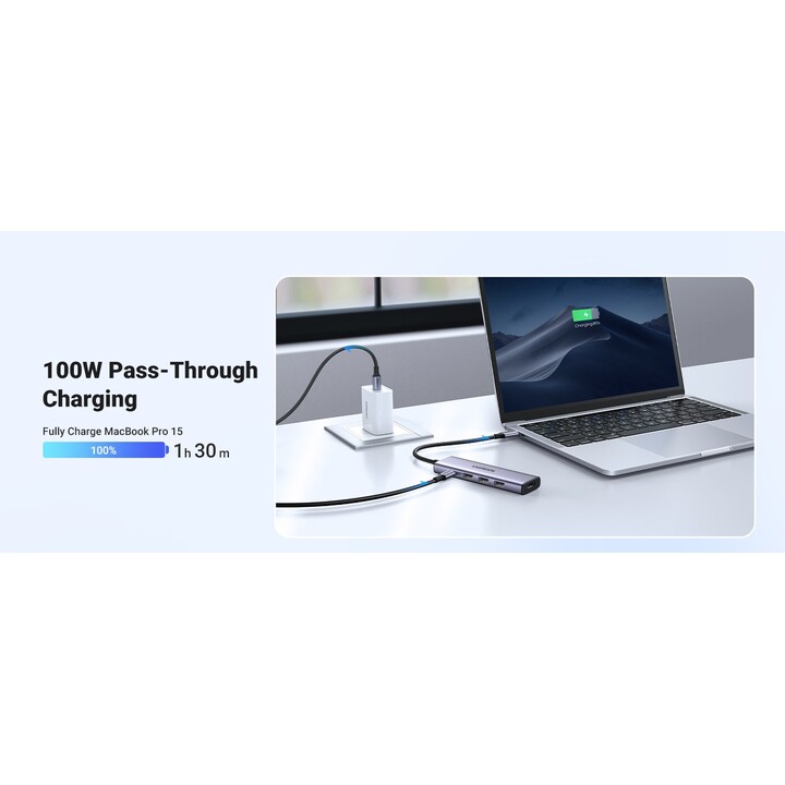 Ugreen 15596 laptop-dockingstation & portreplikator Kabelgebunden USB 3.2 Gen 1 (3.1 Gen 1) Type-A + Type-C Aluminium