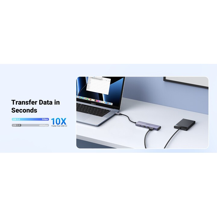 Ugreen 15596 laptop-dockingstation & portreplikator Kabelgebunden USB 3.2 Gen 1 (3.1 Gen 1) Type-A + Type-C Aluminium