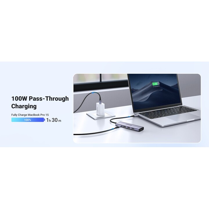 Ugreen 15596 laptop-dockingstation & portreplikator Kabelgebunden USB 3.2 Gen 1 (3.1 Gen 1) Type-A + Type-C Aluminium