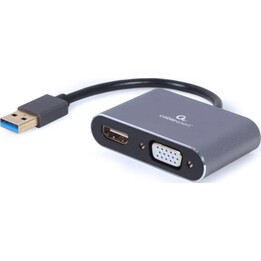 Adaptateur d'affichage Gembird USB vers HDMI + VGA, gris sidéral