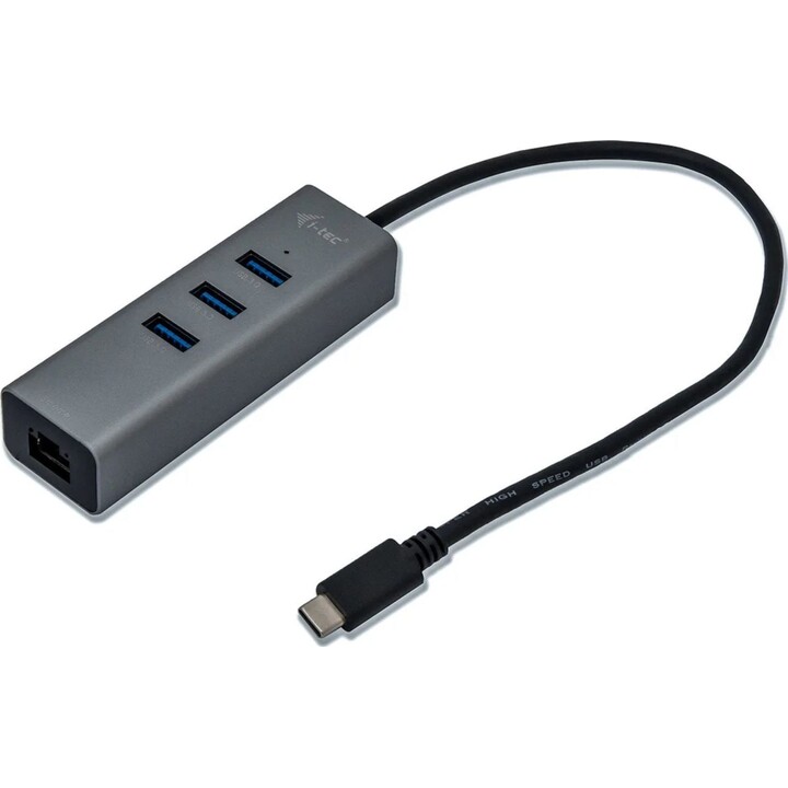 Hub metálico I-Tec USB-C 3xUSB 3.0 + Gigabit Ethernet