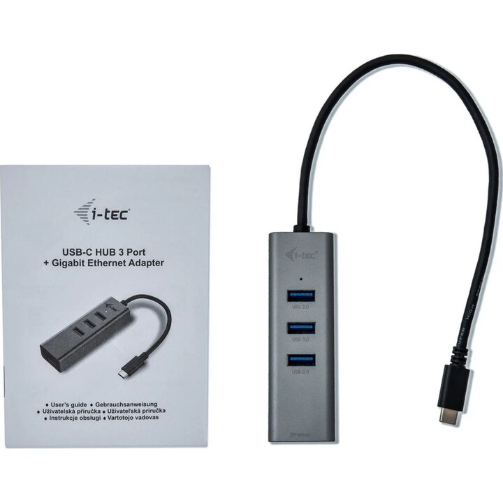 Hub in metallo I-Tec USB-C 3xUSB 3.0 + Gigabit Ethernet