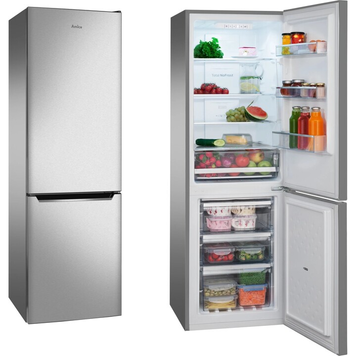 Frigorífico Amica FK2695.2FTX(E) de dos puertas con congelador 231L Plata