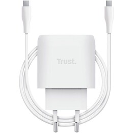 Carregador de parede Trust Maxo 45W GaN compatível com Apple/ 1xUSB Tipo C/ Inclui cabo USB Tipo C/ 45W