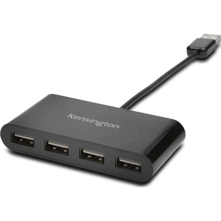 Kensington Concentrador USB 2.0 de 4 Puertos, 480 Mbit/s Negro