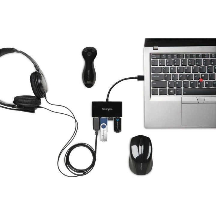 Kensington K39121WW USB 3.2 Gen 1 (3.1 Gen 1) Type A interface hub 5000 Mbit/S Black