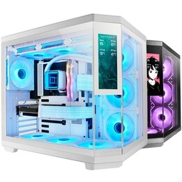 Mars Gaming MC-3TCORELCD/ Weißes Semi-Tower-Gaming-Gehäuse