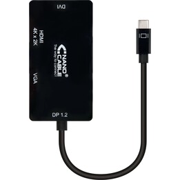 Nanocable 10cm USB Tipo C VGA (D-Sub)+ Adaptador de cabo de vídeo HDMI + DVI